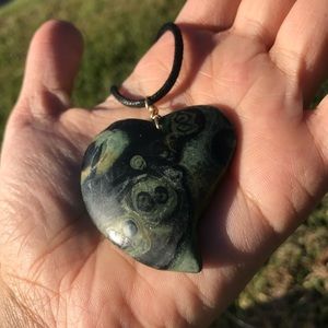 Heart Shaped Kambaba Jasper Crystal Necklace